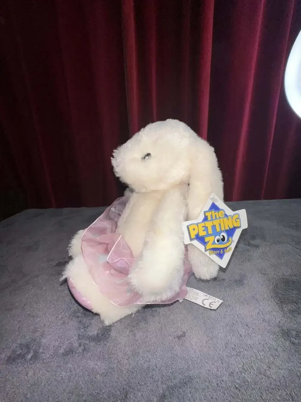 The Petting Zoo White Bunny Rabbit Plush with Pink Heart Print Tutu
